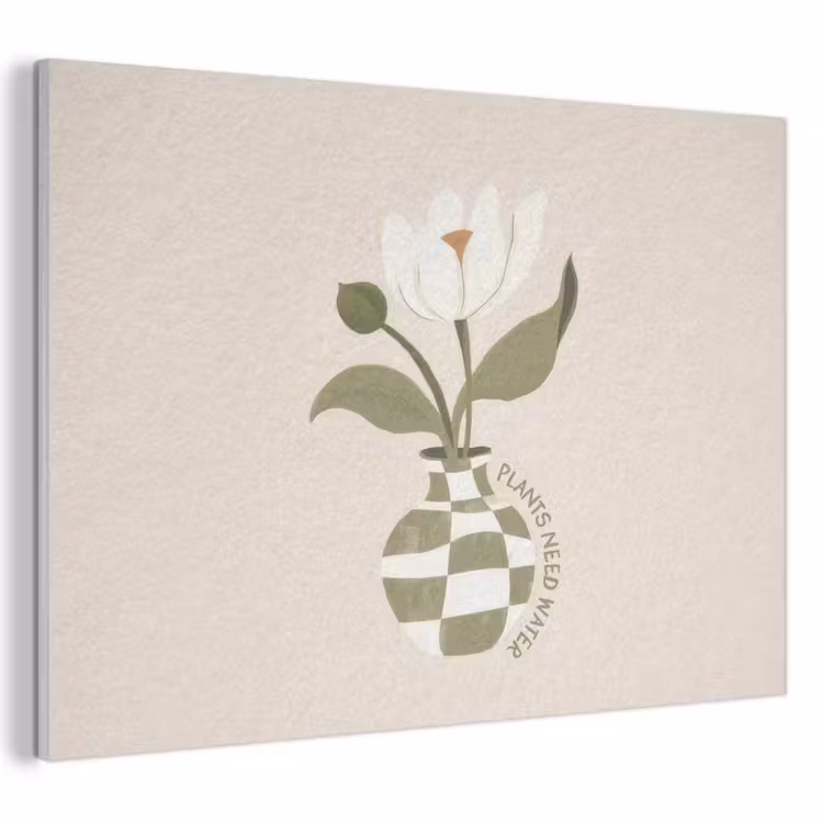 Akoestisch schilderij - Bloem in Geblokte Vaas