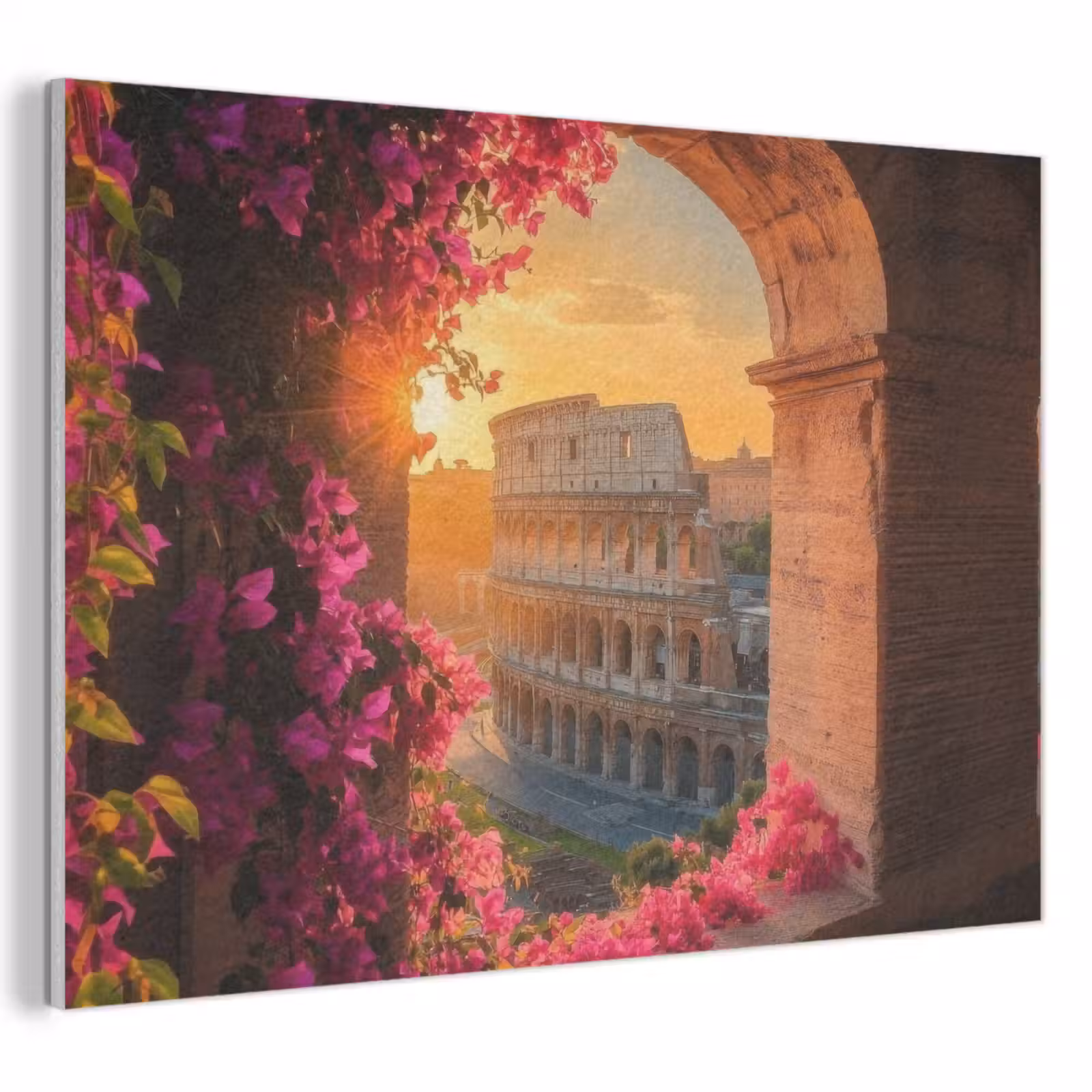 Akoestisch schilderij - Colosseum - Rome - Roze Bloemen — 1