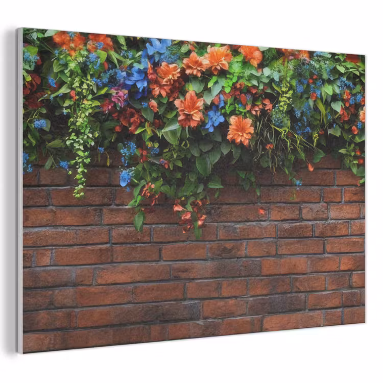 Akoestisch schilderij - Bloemen - Muur - Groen - Oranje — 1