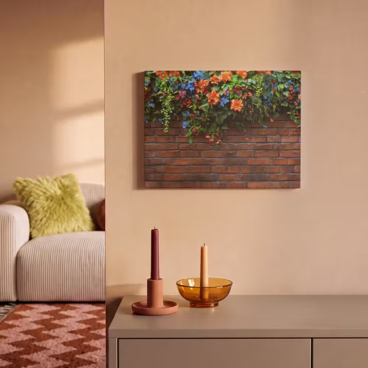 Akoestisch schilderij - Bloemen - Muur - Groen - Oranje — 2