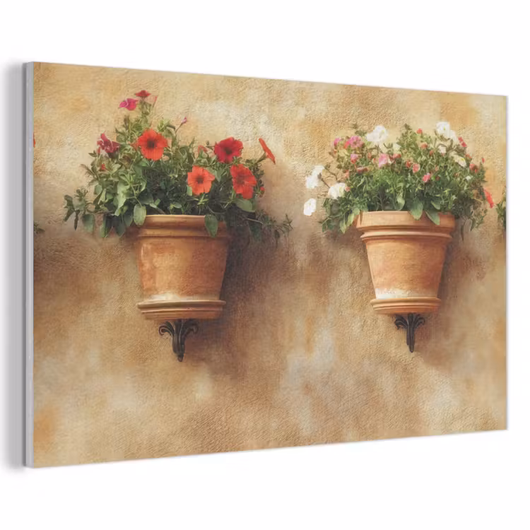 Akoestisch schilderij - Bloempotten - Muur - Vintage — 1