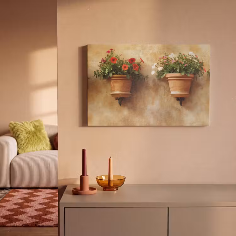 Akoestisch schilderij - Bloempotten - Muur - Vintage — 2