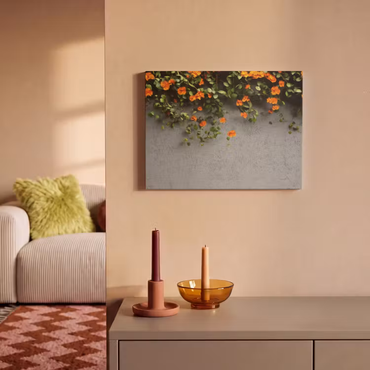 Akoestisch schilderij - Bloemen - Muur - Oranje — 2