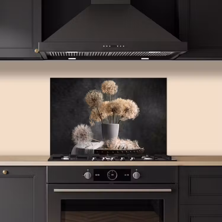 Spatscherm keuken - Bloemzaden - Paardenbloem- Vaas - Stilleven - Boeket — 2