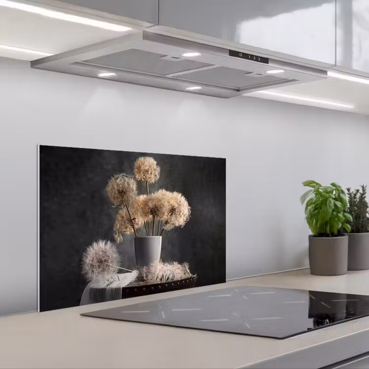 Spatscherm keuken - Bloemzaden - Paardenbloem- Vaas - Stilleven - Boeket — 5