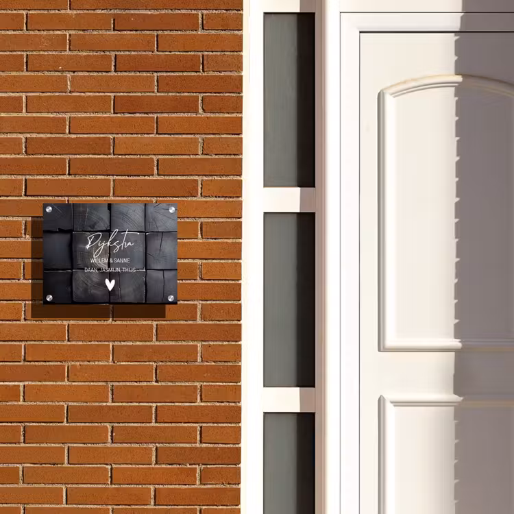 Naambordje voordeur - Rechthoek - Zwarte houtblokken - Sierlijk — 3