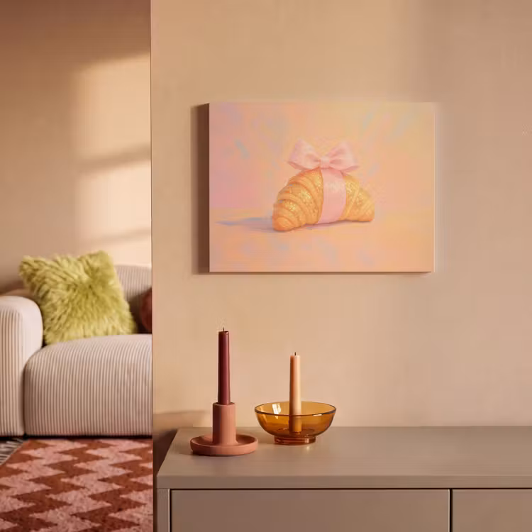 Akoestisch schilderij - Croissant - Strik - Roze — 2