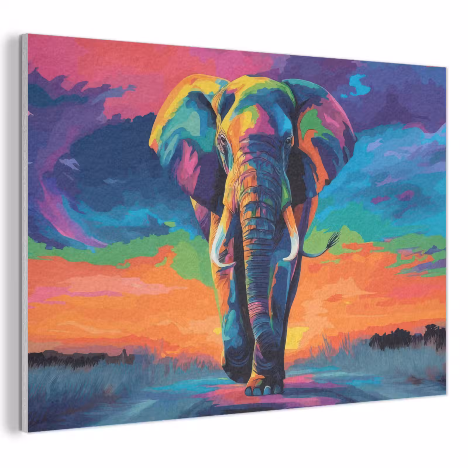 Akoestisch schilderij - Olifant - Kleurrijk - Lucht - Abstract — 1