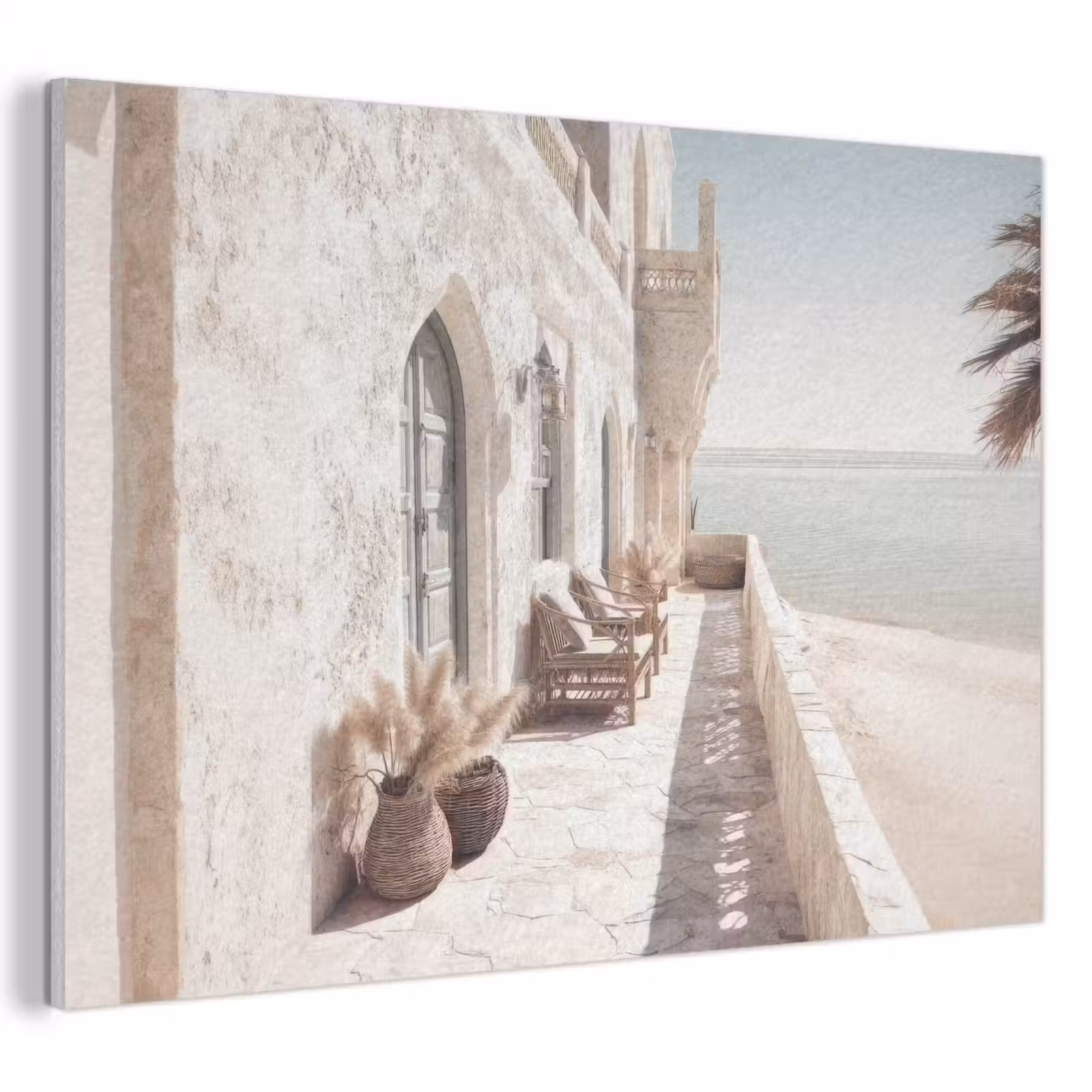 Akoestisch schilderij - Terras - Stoelen - Strand - Beige — 1