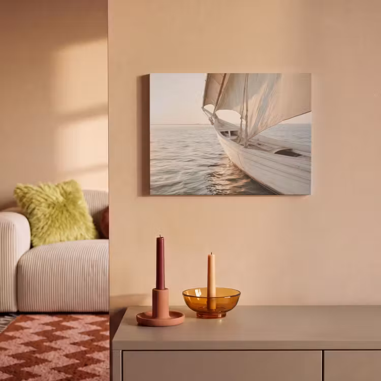Akoestisch schilderij - Houten Zeilboot op Zee — 2