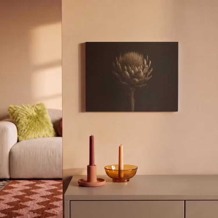 Akoestisch schilderij - Donkerbruin - Bloem - Textuur - Artisjok — 2