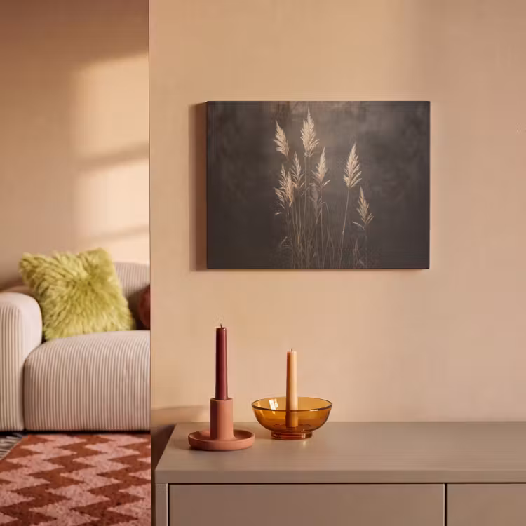 Akoestisch schilderij - Siergras - Pluimen - Verlichting - Zwart — 2