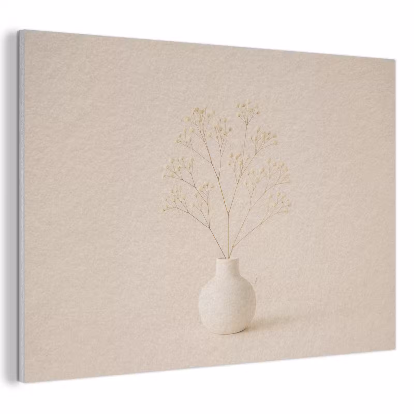 Akoestisch schilderij - Vaas - Takken - Bloemetjes - Wit — 1