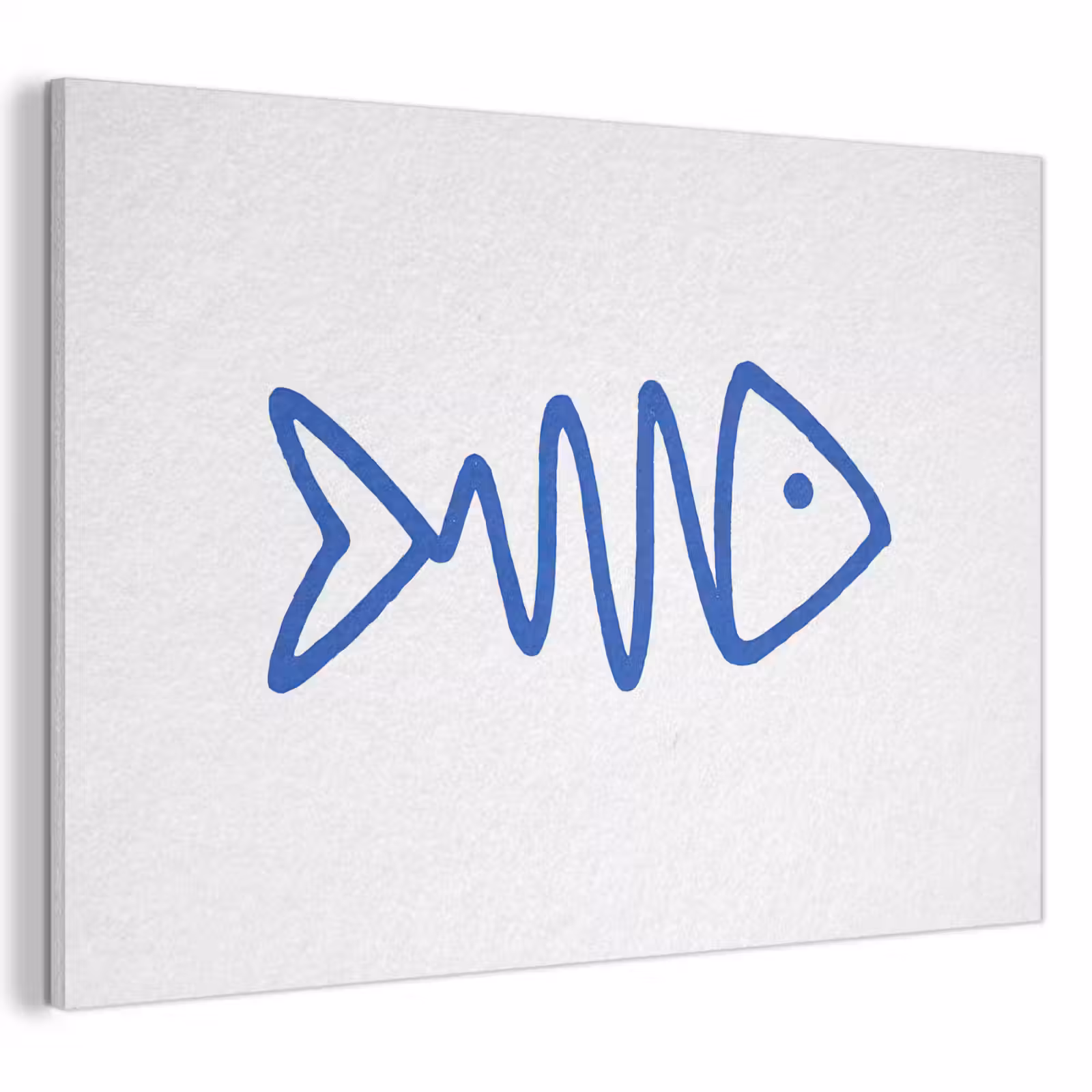 Akoestisch schilderij - Vis - Minimalistisch - Blauw - Lijn — 1