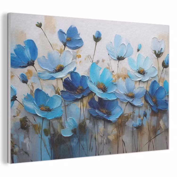 Akoestisch schilderij - Bloemen - Schilderij - Blauw — 1