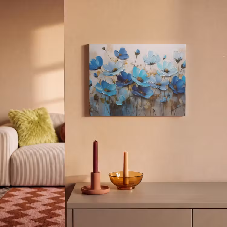 Akoestisch schilderij - Bloemen - Schilderij - Blauw — 2