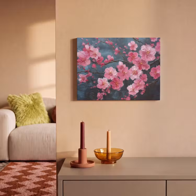 Akoestisch schilderij - Bloem - Bloesems - Roze - Abstract — 2