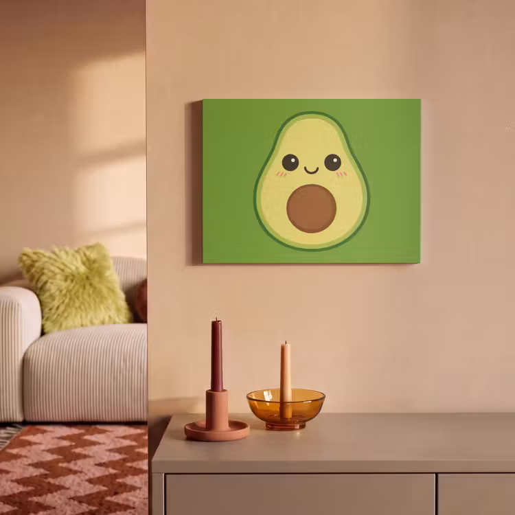 Akoestisch schilderij - Avocado met Gezicht Groen — 2