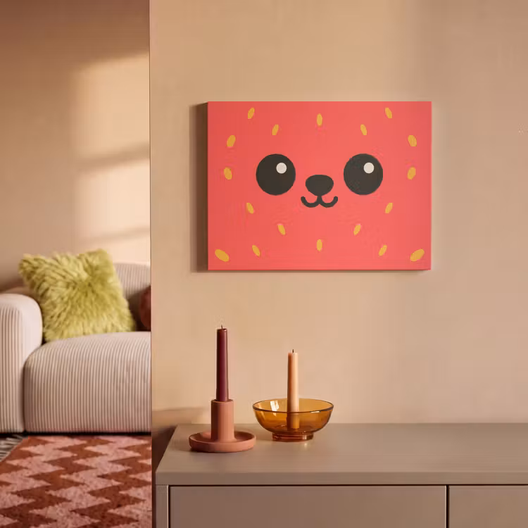 Akoestisch schilderij - Aardbei met Gezicht — 2
