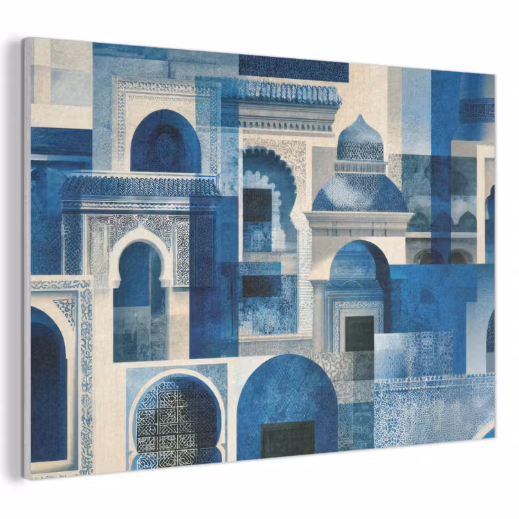 Akoestisch schilderij - Abstract - Islamitisch - Blauw - Wit — 1
