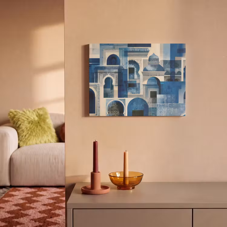 Akoestisch schilderij - Abstract - Islamitisch - Blauw - Wit — 2
