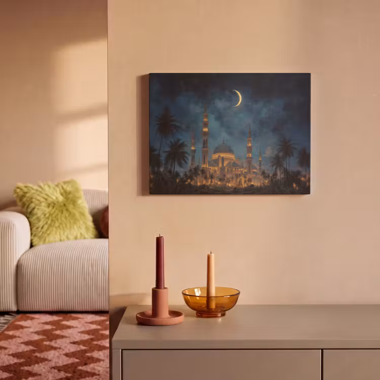 Akoestisch schilderij - Sterrenhemel - Maan - Palmbomen - Moskee — 2