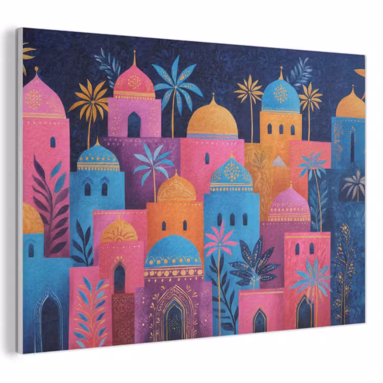 Akoestisch schilderij - Kleurrijke gebouwen - Avondlicht - Islamitisch — 1