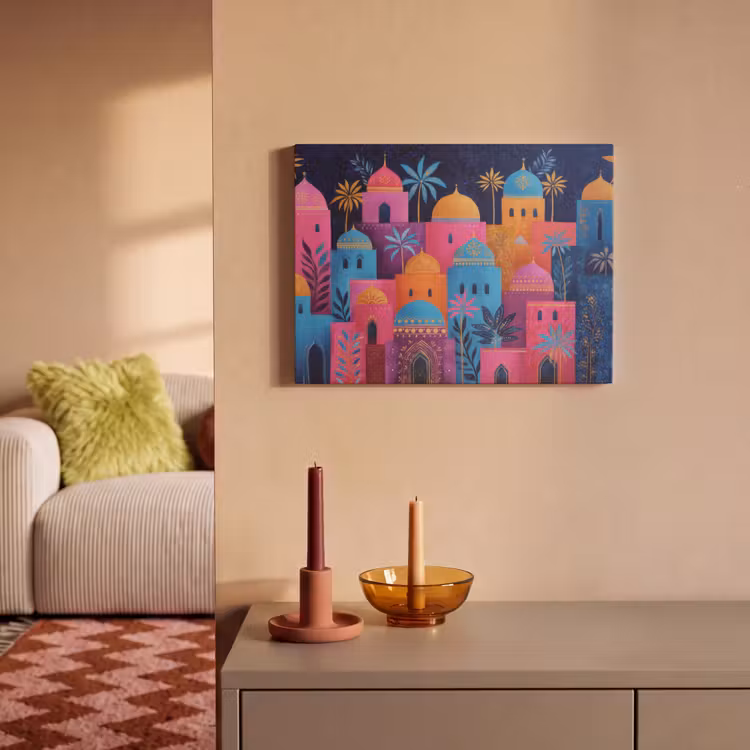 Akoestisch schilderij - Kleurrijke gebouwen - Avondlicht - Islamitisch — 2