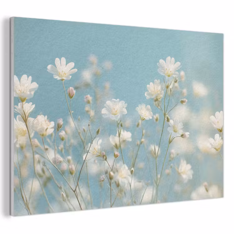 Akoestisch schilderij - Stängel – Blumen – Luft – Weiß — 1