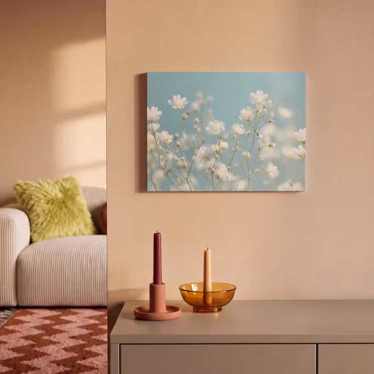 Akoestisch schilderij - Stängel – Blumen – Luft – Weiß — 2