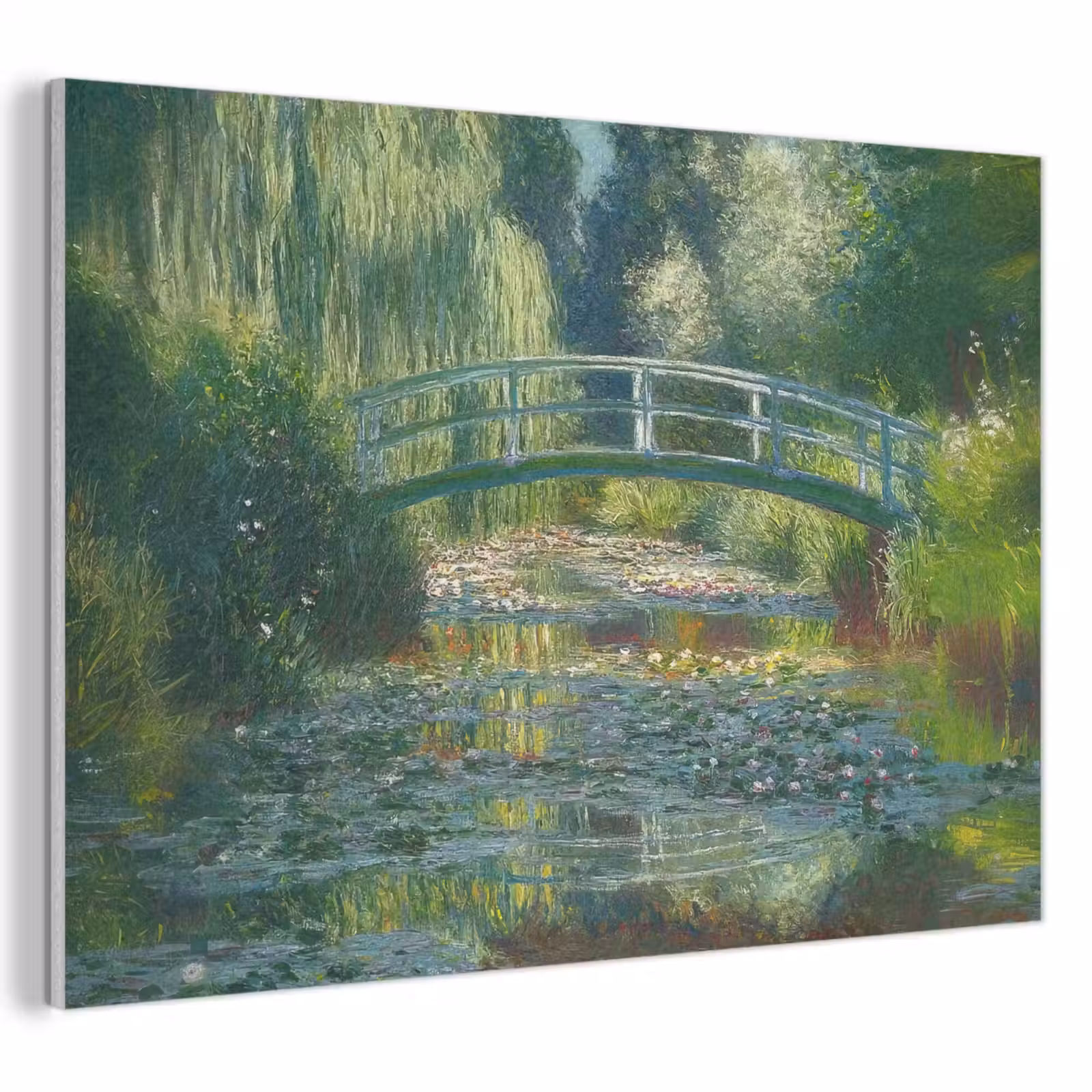 Akoestisch schilderij - Brug - Hout - Vijver - Waterlelies — 1