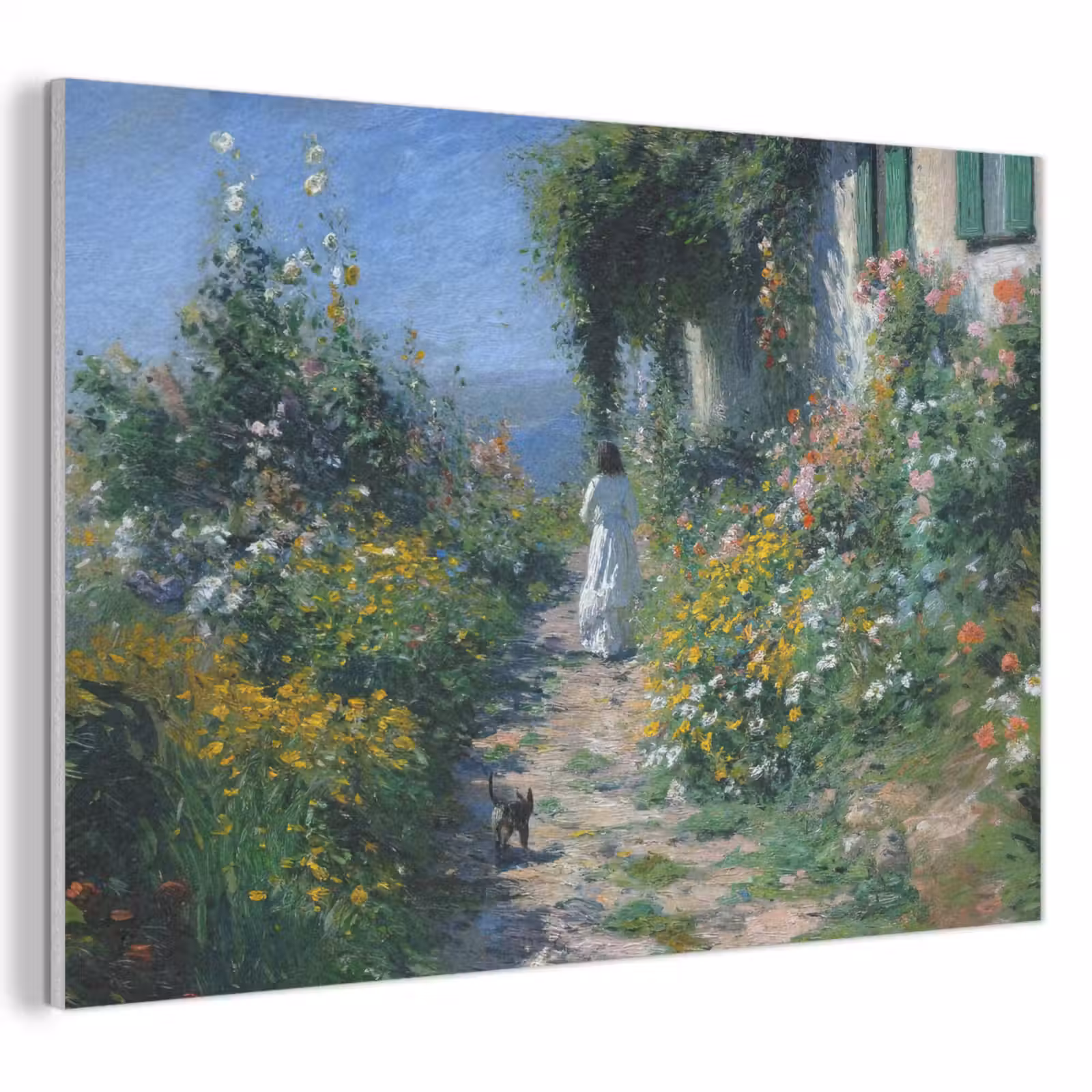 Akoestisch schilderij - Kat - Vrouw - Bloemen - Huis — 1