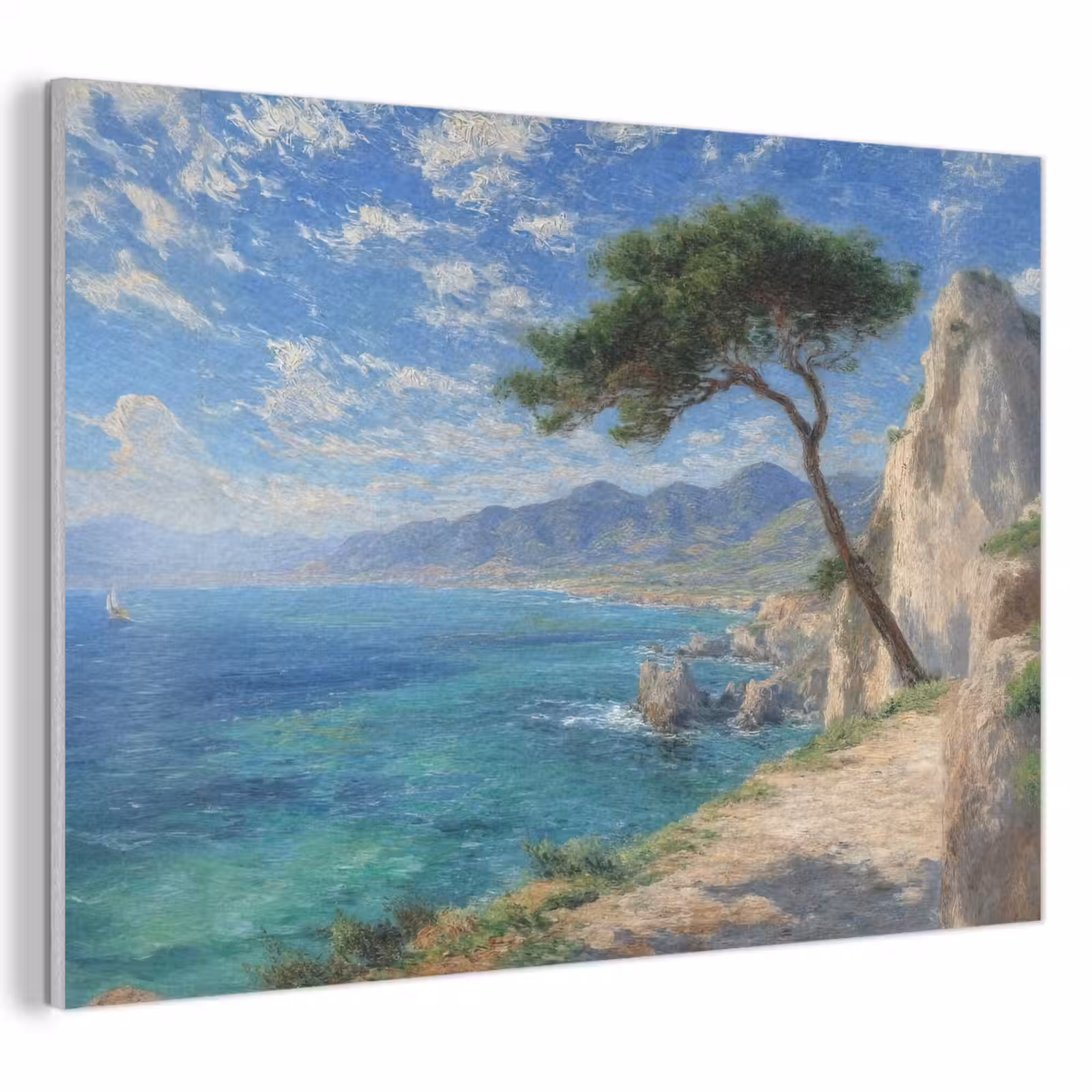 Akoestisch schilderij - Rotsen - Kustlijn - Boom - Bergen — 1