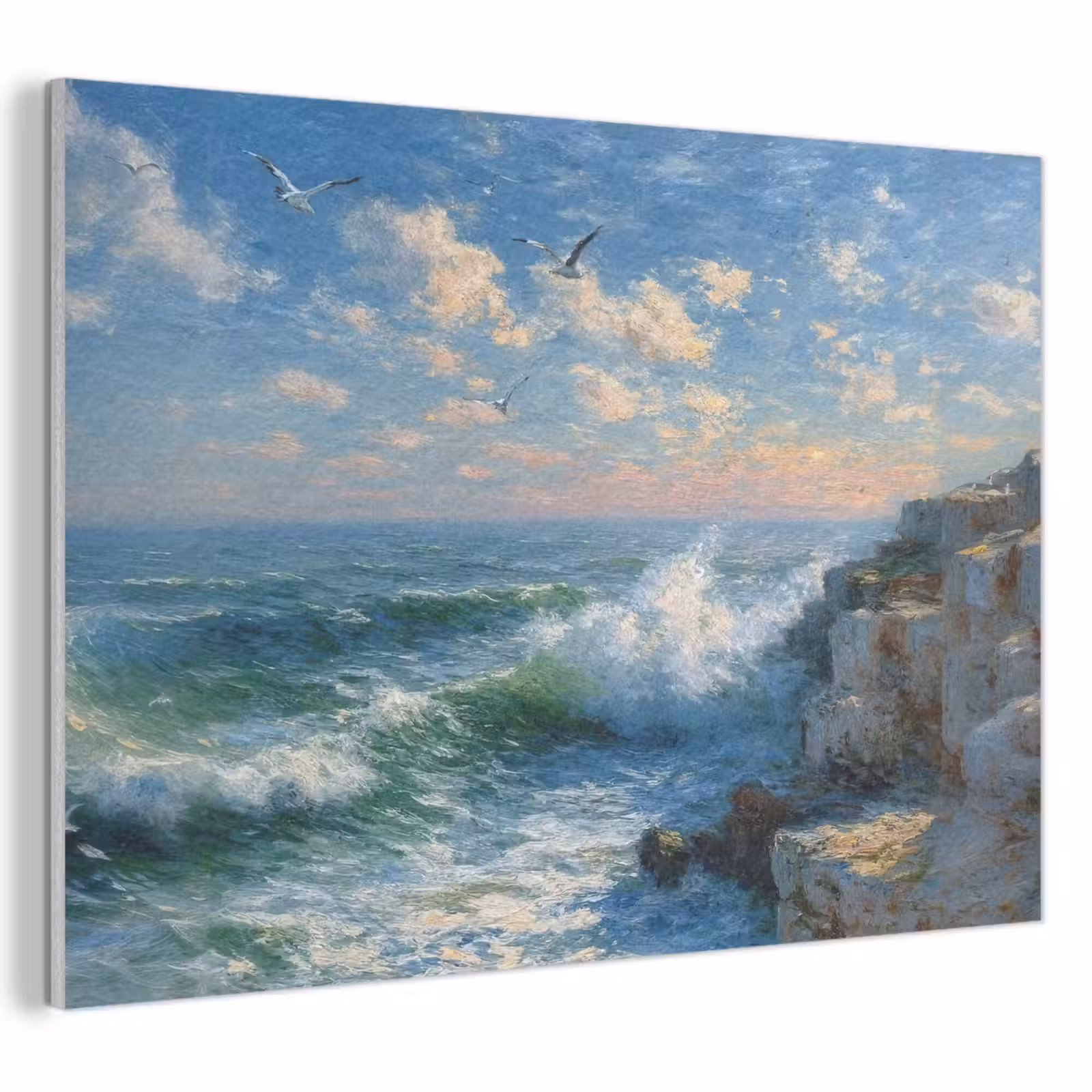 Akoestisch schilderij - Zee - Golven - Rotsen - Meeuwen — 1