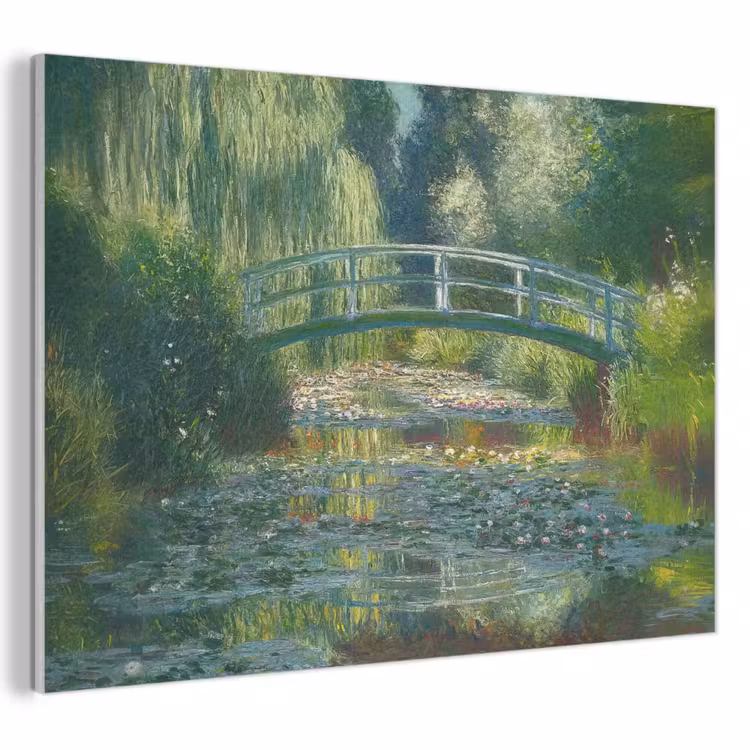 Akoestisch schilderij - Brug - Hout - Vijver - Waterlelies — 1