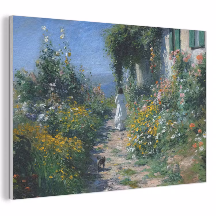 Akoestisch schilderij - Kat - Vrouw - Bloemen - Huis — 1