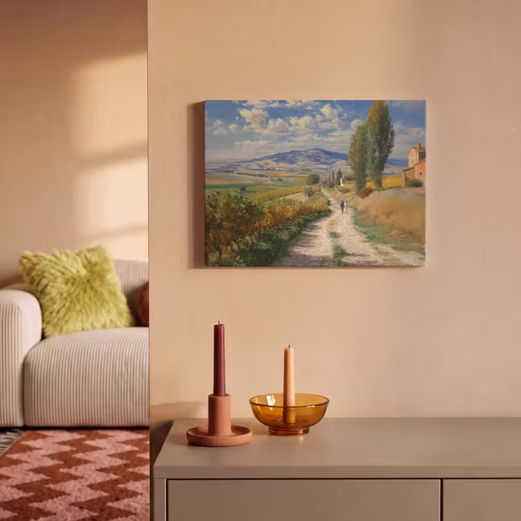 Akoestisch schilderij - Mensen - Wandelen - Zandpad - Velden — 2