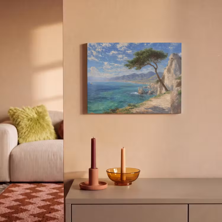 Akoestisch schilderij - Rotsen - Kustlijn - Boom - Bergen — 2