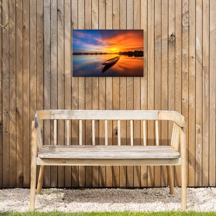 Buiten canvas - Boot - Water - Zonsondergang - Oranje - Water — 3