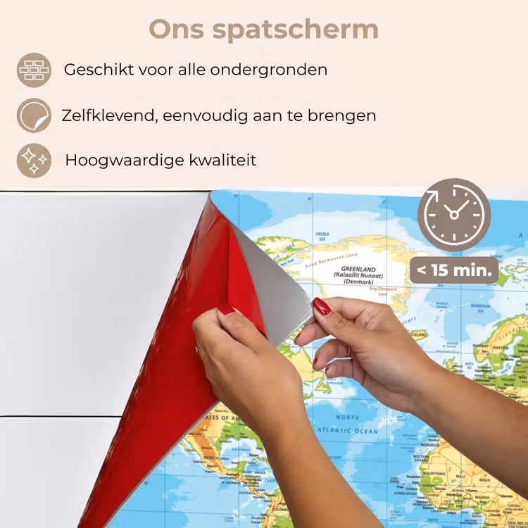 Spatscherm keuken - Wereldkaart - Staatkundig - Blauw - Aarde - Educatief — 4