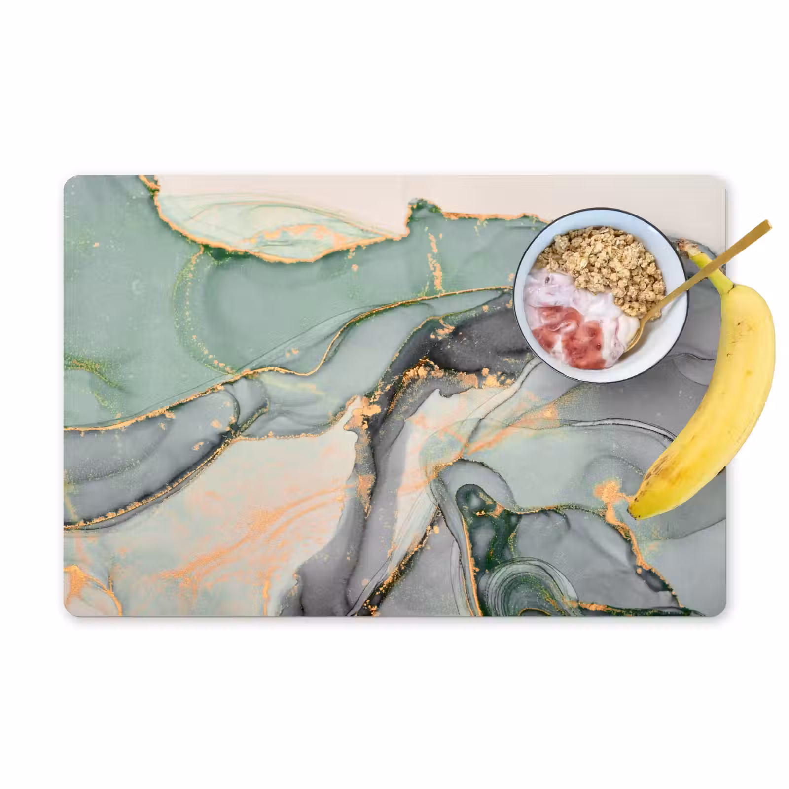 Placemat - 6 stuks - Goud - Marmer - Groen - luxe - Glitter - Marmerlook — 1