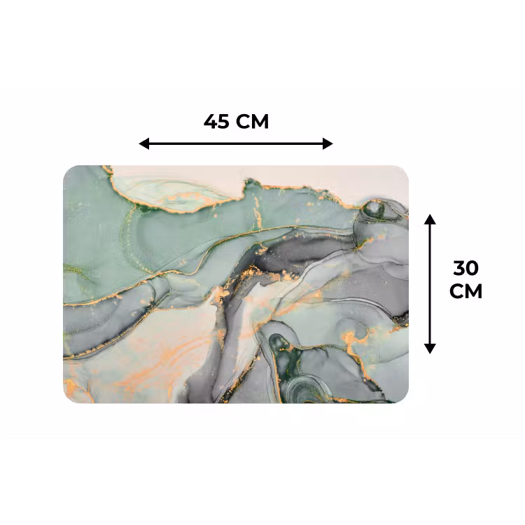 Placemat - 6 stuks - Goud - Marmer - Groen - luxe - Glitter - Marmerlook — 3