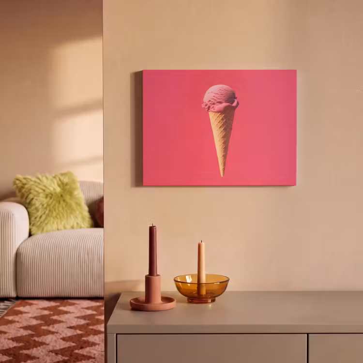 Akoestisch schilderij - Schepijs - Roze - Hoorntje — 2