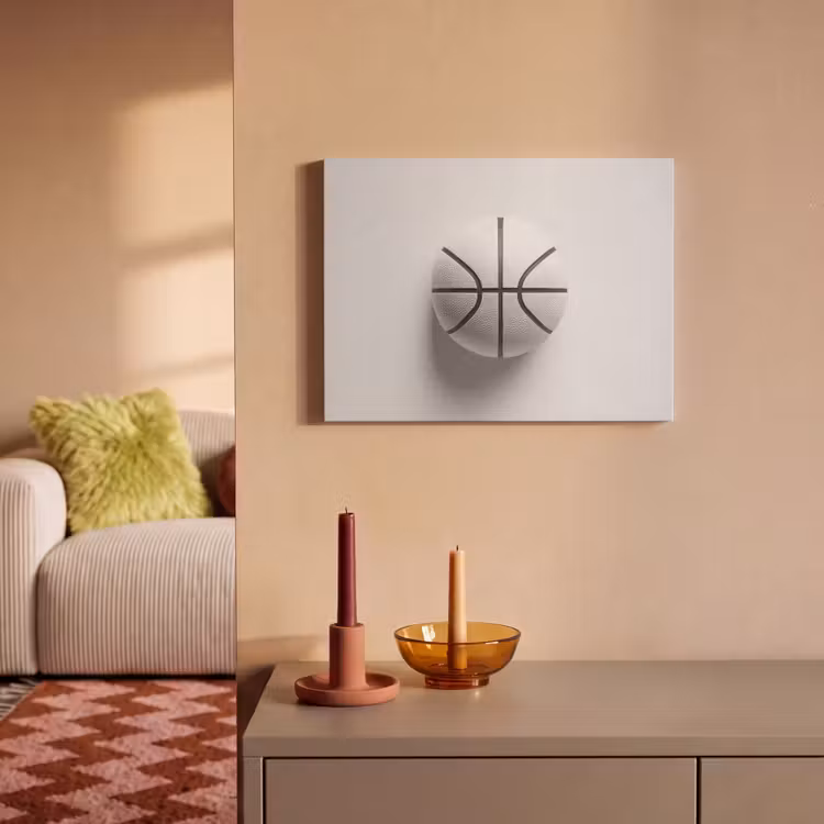 Akoestisch schilderij - Basketbal - Wit - Schaduw - Lijnen — 2