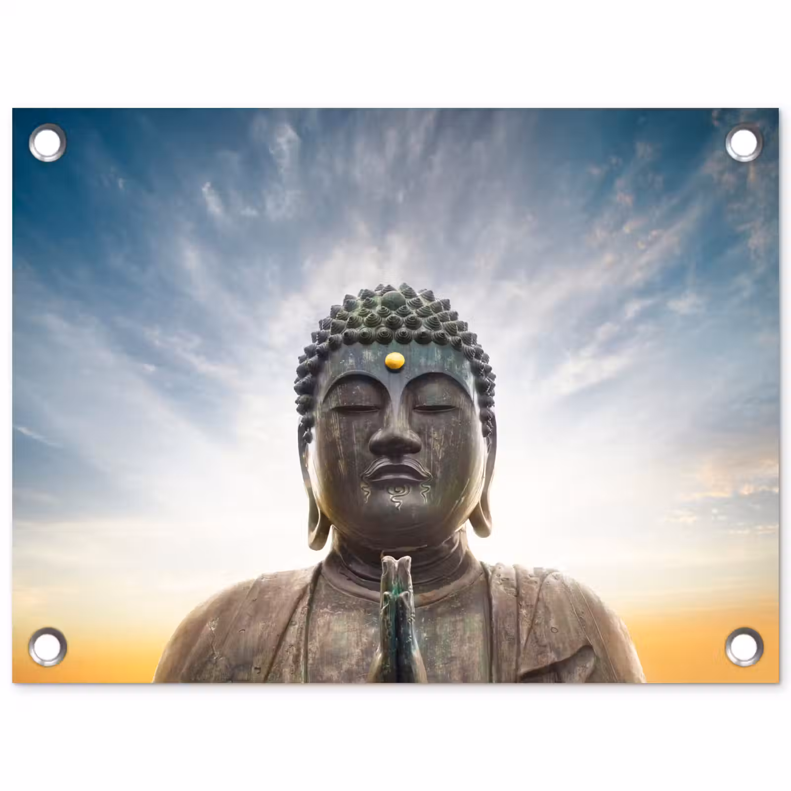 Tuinposter - Boeddha hoofd - Buddha - Lucht - Spiritueel - Meditatie — 1
