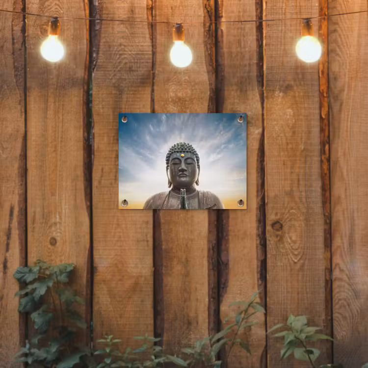 Tuinposter - Boeddha hoofd - Buddha - Lucht - Spiritueel - Meditatie — 2
