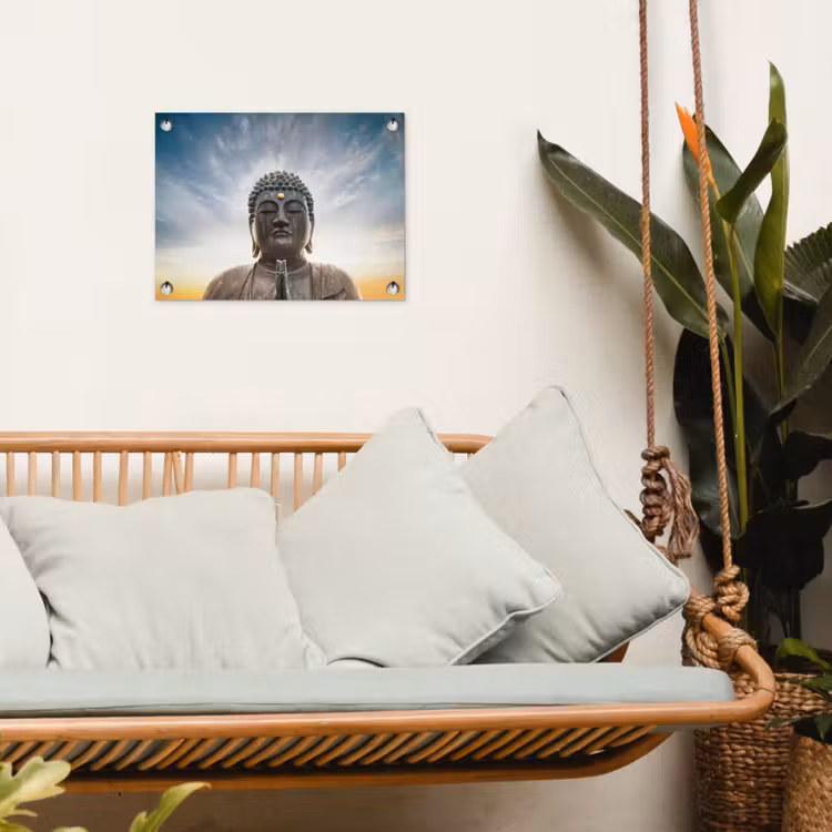 Tuinposter - Boeddha hoofd - Buddha - Lucht - Spiritueel - Meditatie — 5