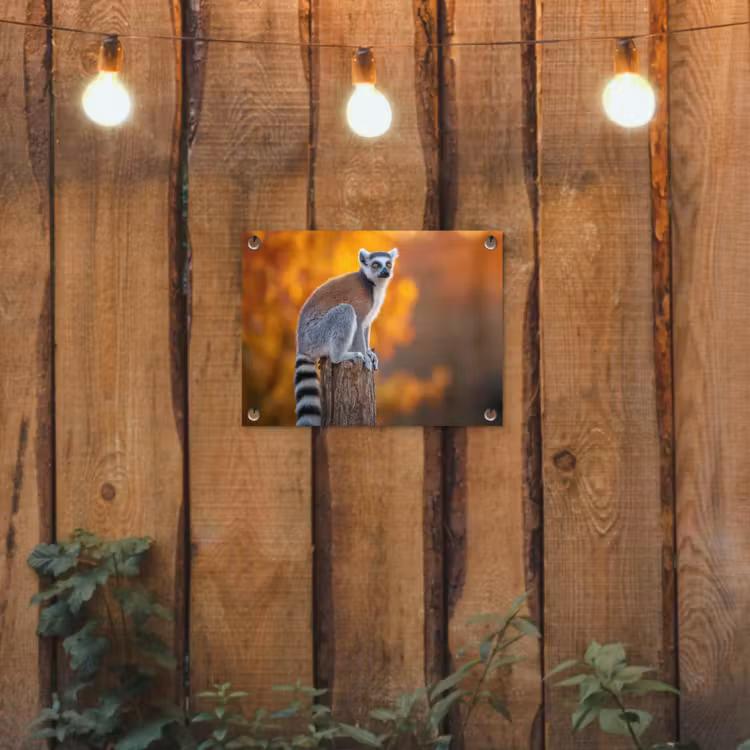 Tuinposter - Ringstaartmaki - Boomstronk - Gestreept — 2