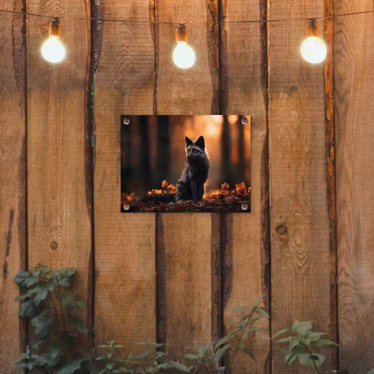 Tuinposter - Vos - Zwart - Bos - Herfstbladeren — 2