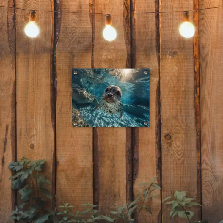 Tuinposter - Zeehond - Water - Blauw — 2